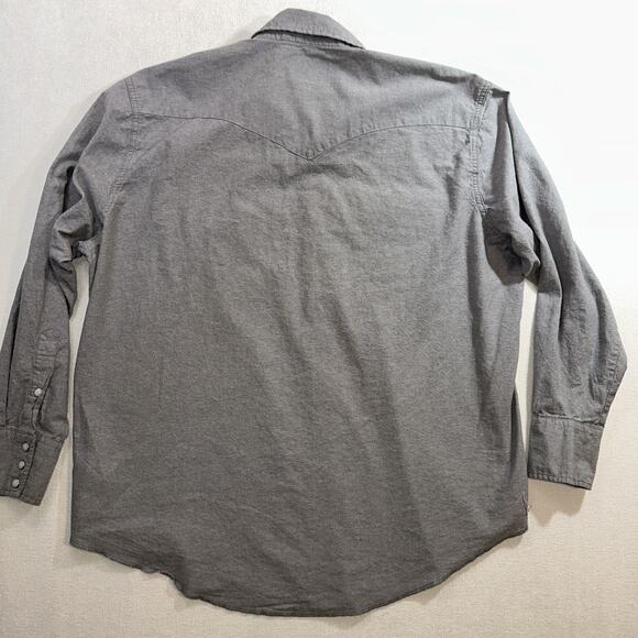 Wrangler Shirt Men's 2XL Western Pearl Snap Long Sleeve Gray Cotton - Picture 9 of 10